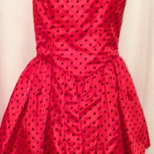 Sweetheart party dress red black polka dots